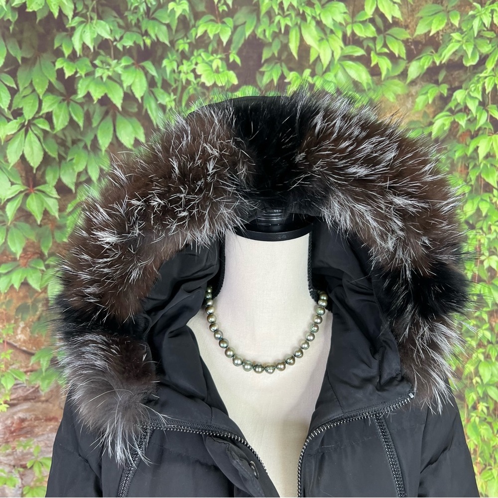DEREK LAM 10 CROSBY Black Designer Cozy Duck Down and Fox Fur Parka, XS - Picture 4 of 16